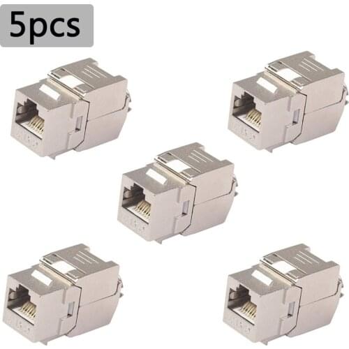 5pcs Network RJ45 Cat6 Cat7 Keystone Jack Module 360 Degree Full Shielded RJ45 Socket To LSA Tool-free Termination