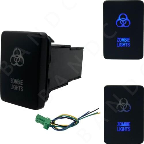 With Wires, Car ZOMBIE LIGHTS Push Switch With Dual BLUE Led Lamp for Toyota Hilux 09/2015-Current, Auto Replacement, 3A 12V