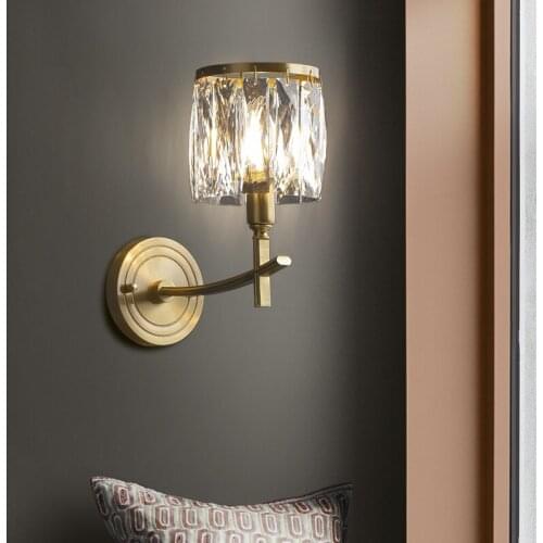 Nordic personality wall lamp living room crystal copper wall lamp golden fashion modern minimalist bedside bedroom