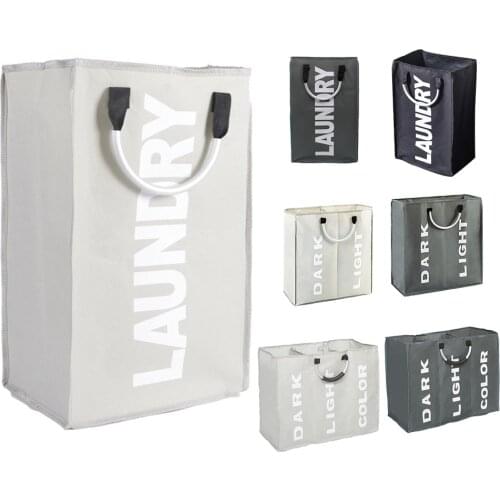 Laundry Bag Foldable Laundry Basket Large Dirty Laundry Basket Hamper Sorter Oxford Cloth Dirty Clothes Bag with Aluminum Handle