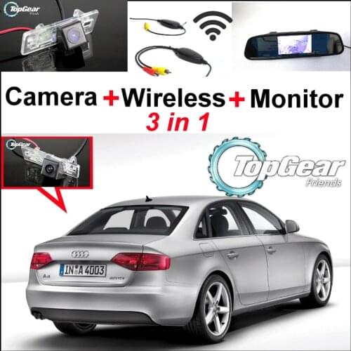 3 in 1 Special WiFi Camera + Wireless Receiver + Mirror Monitor Easy DIY Parking System For Audi A4 / A4L / S4 / RS4 2009~2014