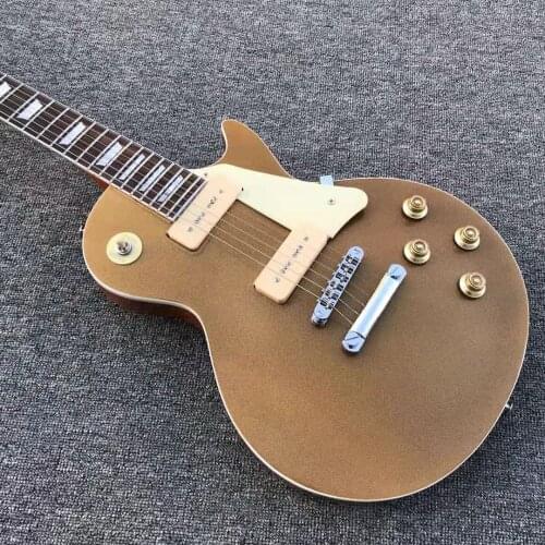 Standard Electric Guitar P90 Pickups Golden Color Mahogany Body Silver Hardware Rosewood Fingerboard High Quality Free Shipping
