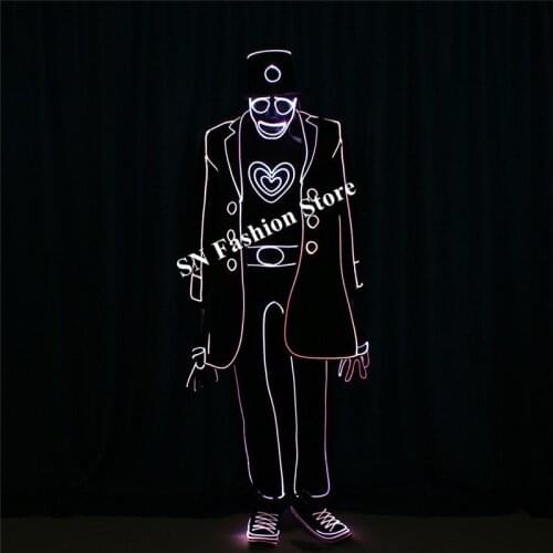 TC195-1 Programmable ballroom dance group DMX512 costumes robot men suit full color RGB dj stage show wear cloth bar performance