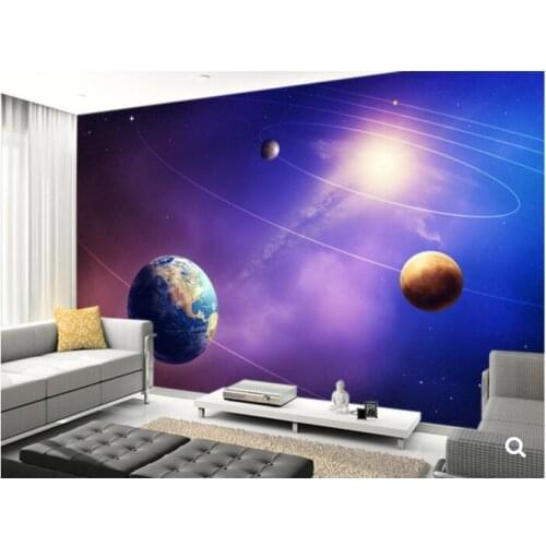 Custom papel DE parede infantil, Inner Solar System Planets,3D Cartoon for childrens room ceiling backdrop vinyl wallpaper