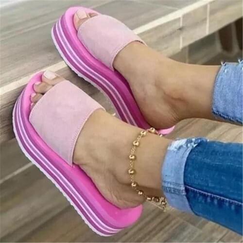 Sandalias de tacón alto para mujer, zapatos informales de suela gruesa, cuñas de verano de ocio, zapatillas de plataforma