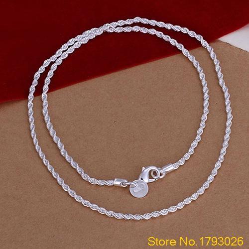 Womens Personality Jewelry Silver Plated 2MM Twisted Stylish Necklace Chain 4T6H