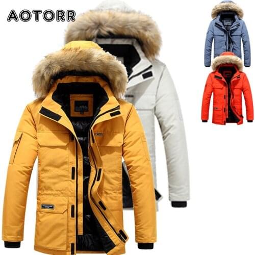 Winter Men Long Parkas Fur Collar Hooded Thick Coat Military Male Windproof Casual Warm Parkas Thick Fleece Jacket Plus Size