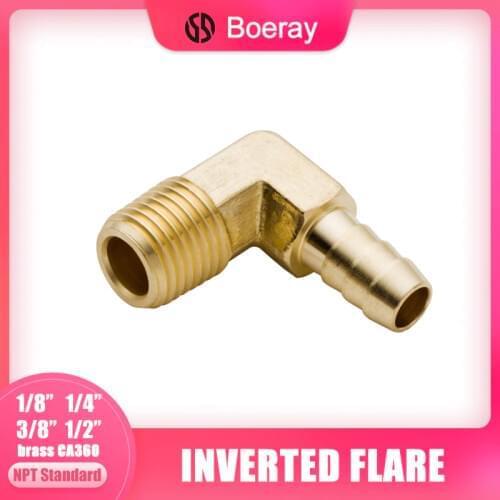 2pcs 1/4" 5/16" 3/8" 1/2" to 1/8" 1/4" 3/8" 1/2"Brass Pipe Fitting 90 Degree Elbow with NPT Male Pipe Adapter(Model:129)