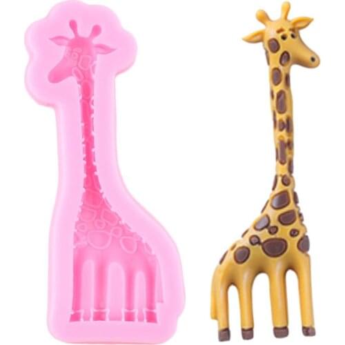 3D Animals Giraffe Silicone Molds Baby Birthday Cupcake Topper Fondant Cake Decorating Tools Chocolate Candy Polymer Clay Moulds