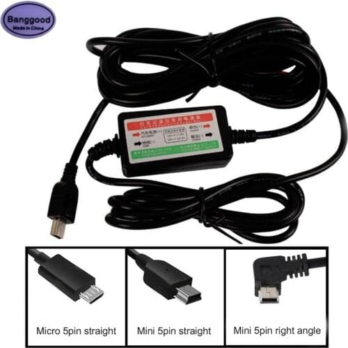8-40V Mini Micro 5Pin USB Car DVR Exclusive Power Box 5V 3A Hard Wire Cable Charger For Auto GPS Navigation Discharge Prevention