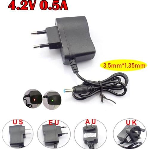 AC To DC 4.2V 0.5A 500ma Power Adapter 3.7V 18650 Rechargeable Battery Torch Headlight Charging Supply 3.5mmx1.35mm Plug Charger