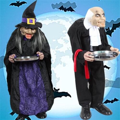 Halloween Decoration Horror House Props Men Ghost Women Witch Decor Scary Eyes Standing Large Electric Haunted Doll La Sorciere