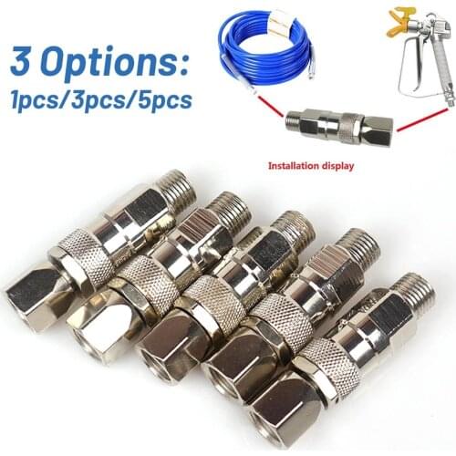 1/4 Inch Airless Spray Gun Hose Swivel Joint Adapter Stainless Steel Sprayer Joint For Airless High Pressure Paint Sprayers