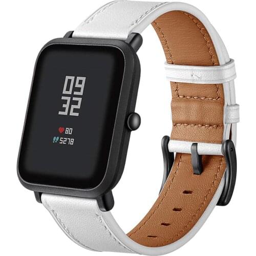 Bracelet Band for Huami Amazfit Watch, Genuine Leather Double Clasp Adjustable Bracelet Wristband Strap for Xiaomi Amazfit Bip Y