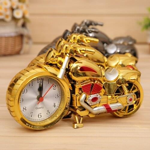Vintage Alarm Clock Retro Table Desk Clock Decoration Electronic Round Number Quartz Clock Home Motorcycle Model Bedroom Decor