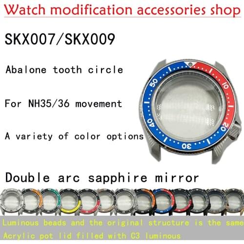 Seiko SKX007 Modified Watch Case NH35A/NH36A/4R35/6R35 Movement Dedicated Double Arc Sapphire Crystal Ceramic Bezel Watch Parts