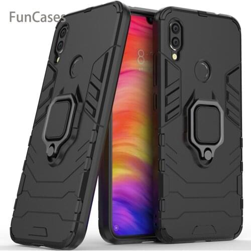 For Xiaomi Redmi Note 7 Case Silicone TPU and Hard PC Luxury Armor Shockproof Metal Ring Holder Case For Xiaomi Redmi Note 7
