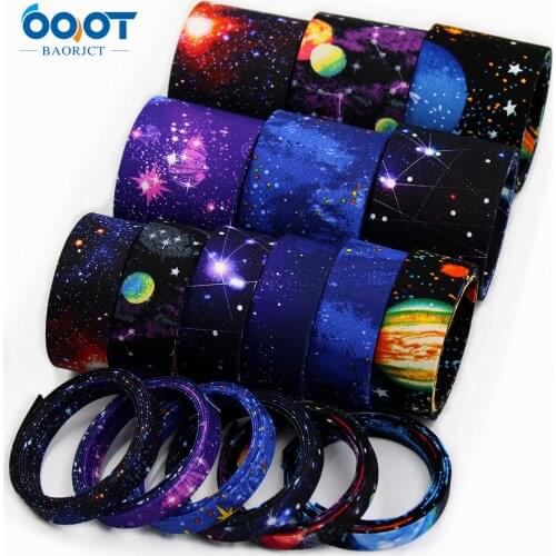 Double-Sided Starry Sky Series Webbing Bow Cap DIY Clothing Accessories Party Gift Packaging 10MM/25MM 2 Yards/Lot M-21308-178