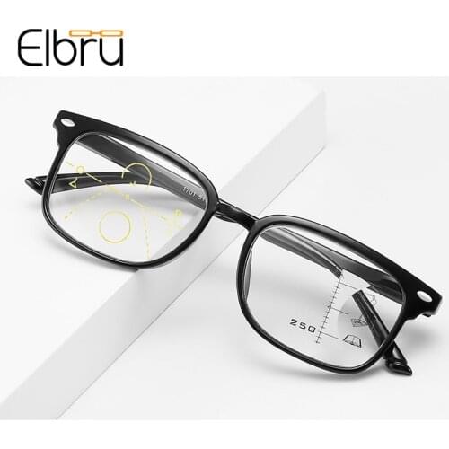 Elbru New Ultralight Anti Blue Light Reading Glasses Women Men HD Progressive Multi-focus Presbyopia Eyeglasses Diopters 1.0 4.0