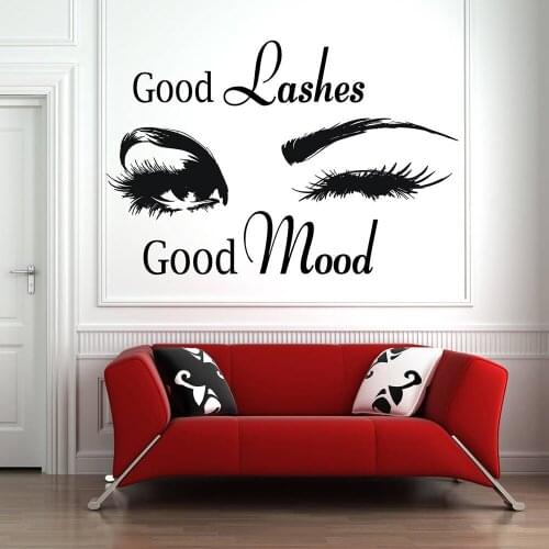 Good Lashes Beauty Salon Quote Wall Stickers Eye Eyelashes Art Girl Room Decals Home Decor Modern Beauty Shop Vinyl Muraux H348