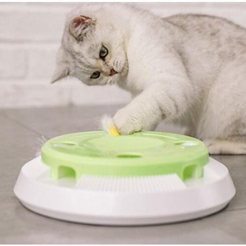 Interactive Cat Automatic Rotating Teaser Training Cat Scratching Exercise Toys Kitten Feather Puzzle Toy