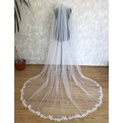 Veil lace wedding veil comb bridal veil short modern veil bridal simple one tier veil wedding lace veil cathedral trim ivory vei