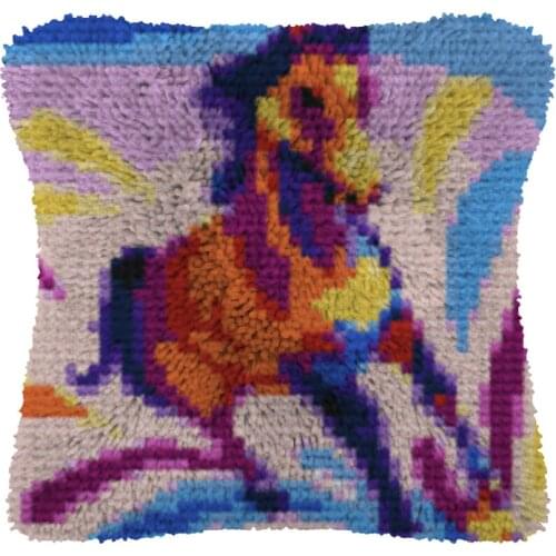 Latch Hook kits Pillow Animal Horse Diy Handmade Printed Canvas Cushion Latch Hook Kits DIY Unfinished accessories