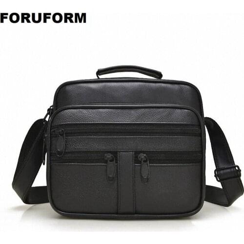 2020 Hot Sell Brand Solid Double Pocket Soft Leather Men Messenger Bag Small 2 Layer Mens Travel Bag Mens Bag For Phone LI-2139