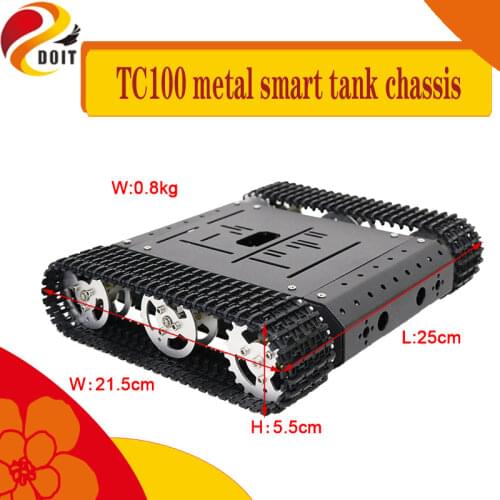 TC100 Metal Robot Tank Chassis Kit 2WD Smart Crawler Vehicle Robot Platform High Torque DC Motor Aluminum Alloy Wheels DIY Toy