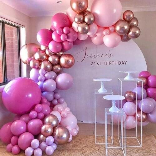 Rose Red Balloons Garland Kit Chorme Balloon Arch Globos First Birthday Ballons Engagement Wedding Decor Baby Shower Party Decor