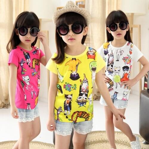 2018 New Summer Kids Girls Cute Cartoon T-shirt Children Vest Short Sleeved Shirt