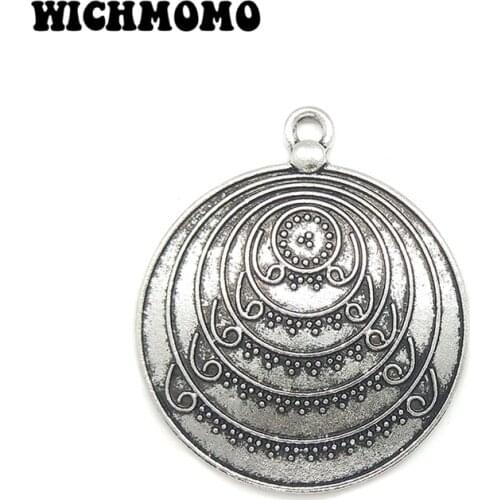 2019 New Fashion 47mm 2pieces/bag Retro Zinc Alloy Round Groove Charms Pendant for Earring Necklace Jewelry Accessories