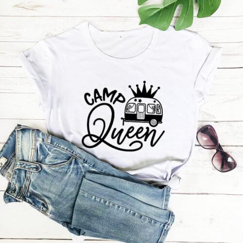 Camp Queen Printed New Arrival Summer Women Funny T Shirt Hiking Tee Camping and Mountain Adventure T Shirt Hiking Lover Shirt