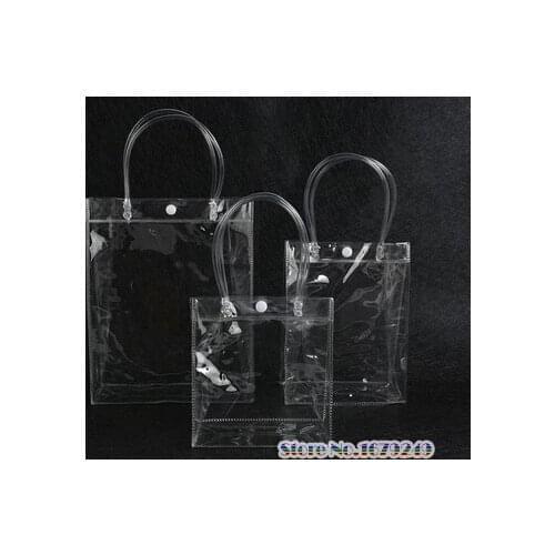 Wholesale 35x30x12cm Clear display clothing bags, Transparent gift plastic bags handle cosmetic bag pack