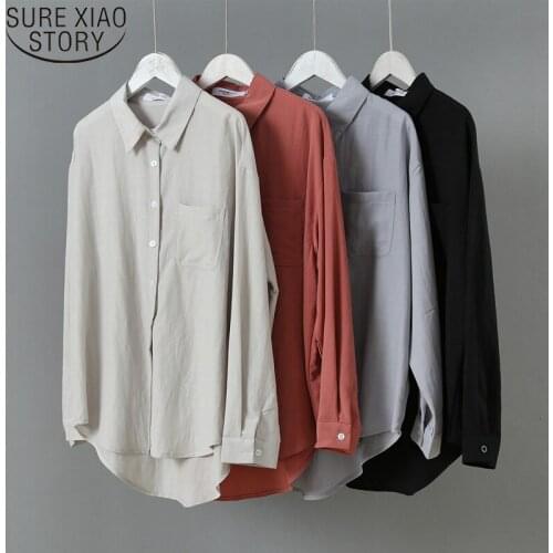 Autumn Winter Regular Thick Single Pocket Long Sleeve Women Blouses Blusas Mujer De Moda 2021 Pure Color Shirts Women 6651 50