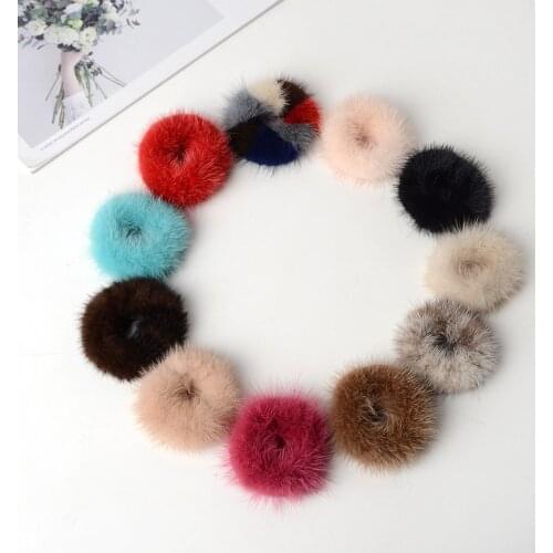 100% real Genuine mink Fur hair rope Women Accessory flurry headband hair ties holder elastic highgrade luxury fashion hair ring
