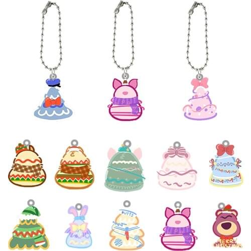 Disney Color Christmas Tree Anime Theme Ornaments Schoolbag Button Keychain Acrylic Doll Fashion Jewelry Ornaments