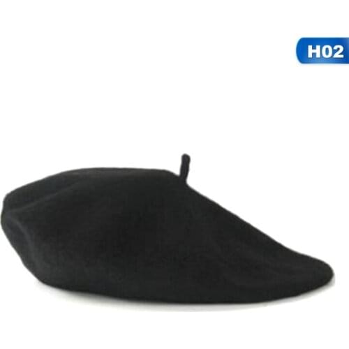 Retro Women Stretch Beret Wool Solid Color Flat Cap British Wind Autumn And Winter Warm Woolen Wild Hat 2020