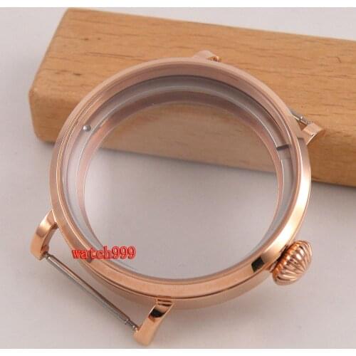 High quality 46mm polished stainless steel rose Golden Watch CASE fit ETA 6498 6497 movement