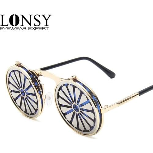 High Quality Classic Gothic Steampunk Sunglasses Women Brand Designer Vintage Round Metal Frame Sun Glasses Female Male UV400