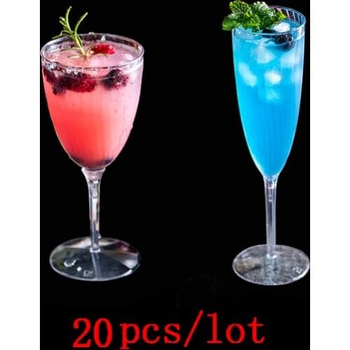 20 Pieces / Set of High Quality Plastic Red Wine Glasses Goblet Champagne Party Picnic Bar Drink Cup