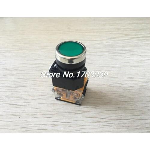 Green Sign Ignition Momentary Press Push Button Switch 22mm 1 NO NC 10A 400V AC
