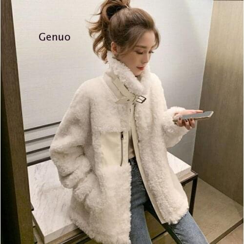 Women Casual Thick Warm Outwear Long Faux Lamb Fur Jacket Loose Winter Coat Women Black Fur Coat