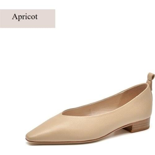 Women Loafers Spring British Style Genuine Leather Pointed Toe Shallow Fashion Ladies Flats Shoes