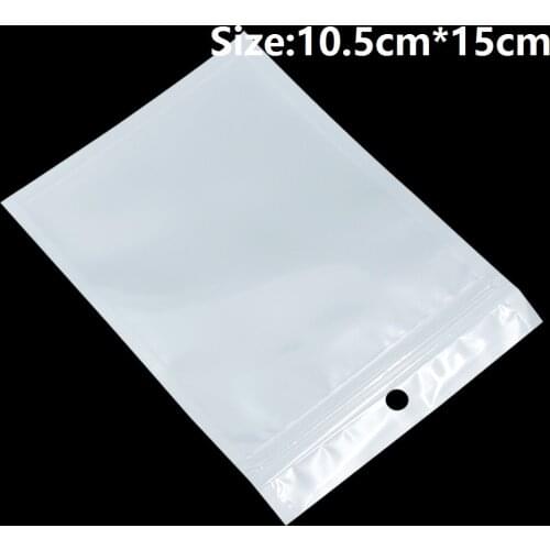 10.5cm*15cm White/Clear Reclosable Valve Zipper Plastic Packaging Poly Bag Zip Lock Storage Bag Retail Package W/ Hang Hole