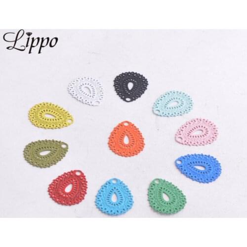 100pcs AC5707 12mm*17mm Small Water Drop Charms Painted Jewelry Pendants