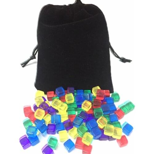 100Pcs with bag Transparent Square Corner Colorful Crystal Dice Chess Piece Transparent Right Angle Sieve For Puzzle Game 8mm