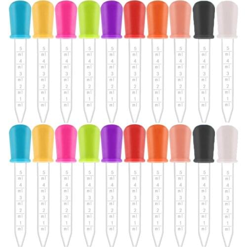 20 Pcs 5ml Liquid Droppers Silicone Plastic Pipettes With Bulb Tip For Children Kids Medicine Science Candy Gummy Molds Crafts