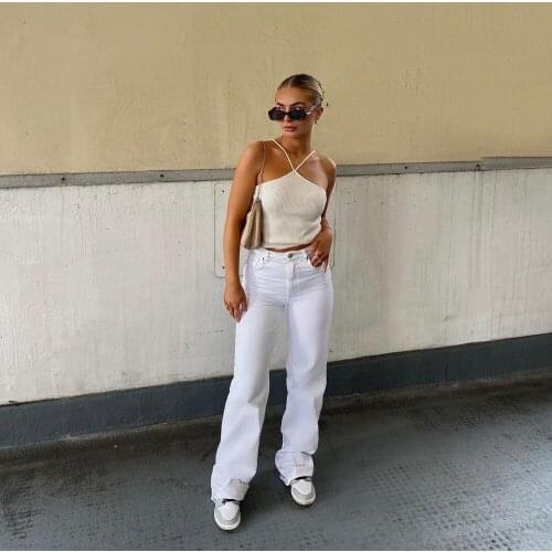 2021 Summer Women Fashion Crop Top Casual Knitted Halter Top Chic Lady Camisole Woman y2k Tops