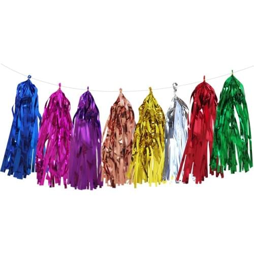 5Pcs Foil paper Tassel Garland Balloon Decor Wedding Birthday Baby Shower Party Decoraion Balloon rope Curtain Fringe